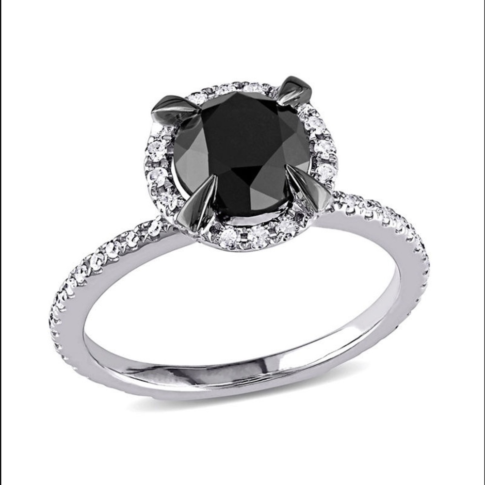 2 CT. T.W. Enhanced Black and White Diamond Solitair Ring in 10K White Gold